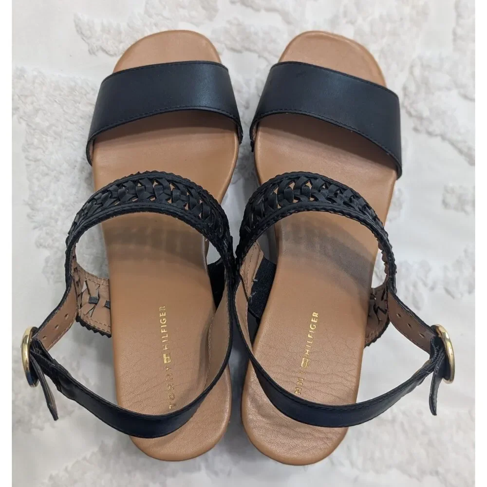 🖤 Tommy Hilfiger Rubena 2 Wedge Platform Sandals – Black – Size 8.5M